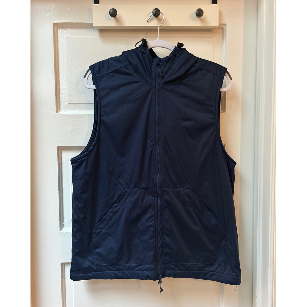Merrell Mens Navy Blue Hooded Fleece Lined Full Zip Vest Medium
